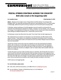 Postal Strikes Continue Across the Country
