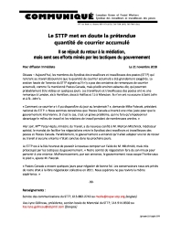 Le STTP met en doute la prétendue quantité de courrier accumulé