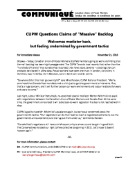 CUPW Questions Claims of “Massive” Backlog