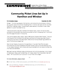 Community Picket Lines Set Up in Hamilton and Windsor