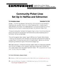 Community Picket Lines Set Up in Halifax and Edmonton 
