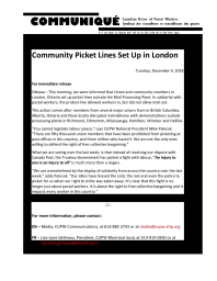 Community Picket Lines Set Up in London