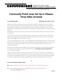 Community Picket Lines Set Up in Ottawa; Three Allies Arrested