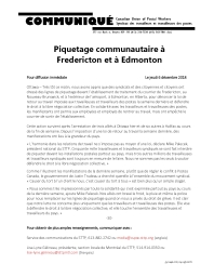 Piquetage communautaire à Fredericton et à Edmonton