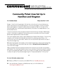 Community Picket Lines Set Up in Hamilton and Kingston