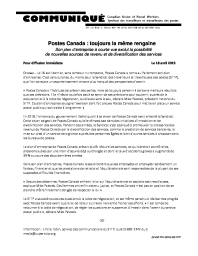 Postes Canada : toujours la même rengaine