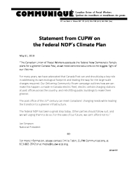 Statement from CUPW on  the Federal NDP’s Climate Plan