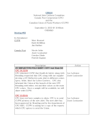 Minutes of National Joint Uniform Committee - Urban (September 9, 2019)