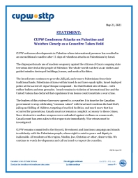 STATEMENT:  CUPW Condemns Attacks on Palestine and  Watches Closely as a Ceasefire Takes Hold