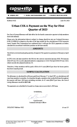 Urban COLA Payment on the Way for First Quarter of 2023