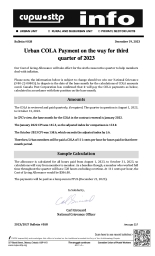 Urban COLA Payment on the way for third quarter of 2023