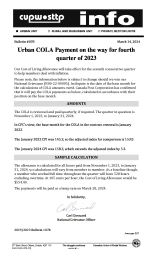 Urban COLA Payment on the way for fourth quarter of 2023