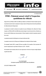 FFRS : Paiement annuel relatif à l’inspection quotidienne du véhicule