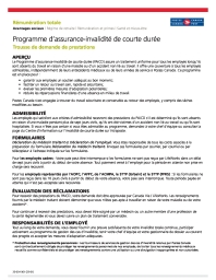 Trousse de demande de prestations - Programme d’assurance-invalidité de courte durée (PAICD) - 22-054-301