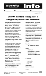 UNIFOR Members Occupy Plant In Struggle For Pensions And Severance.