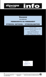 Vacance au poste de permanente ou permanent syndical national – syndicalisation