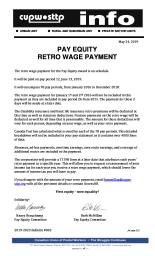 Pay Equity Retro Wage Payment