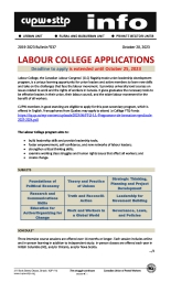 Labour College Applications - Deadline to apply is extended until October 25, 2023