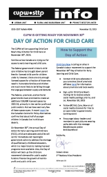 CUPW is Getting Ready for November 30th –  Day of Action for Child Care