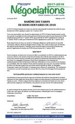 Barème des tarifs de soins dentaires de 2018