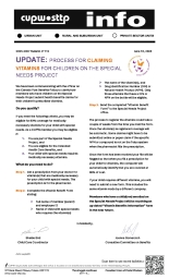Update: Process for Claiming Vitamins for Children on the Special Needs Project