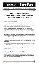 Postal Workers and Emergency Child Care Services Provinces and Territories