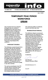 Temporary Peak Period Workforce - Urban