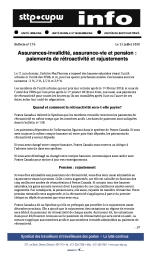Assurances-invalidité, assurance-vie et pension : paiements de rétroactivité et rajustements