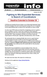 Fighting to Win Expanded Services:  In Search of Coordinators - Deadline Extended to October 25