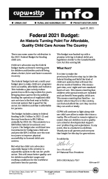 Federal 2021 Budget:  An Historic Turning Point For Affordable,  Quality Child Care Across The Country