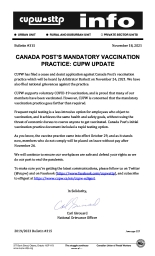 Canada Post’s Mandatory Vaccination Practice: CUPW Update