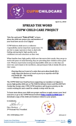 Spread The Word about CUPW’s Child Enrichment Centre and Churchill Park Family Day Society Child Care Project in Calgary