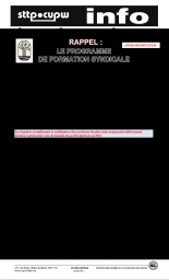 RAPPEL : Le programme de formation syndicale