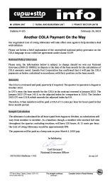 Another COLA Payment On the Way