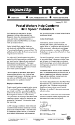 Postal Workers Help Condemn Hate Speech Publishers