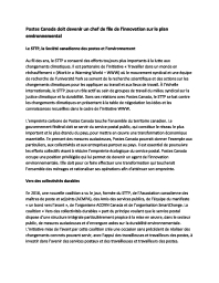 Postes Canada doit devenir un chef de file de l’innovation sur le plan environnemental