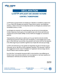 Le STTP applaudit une grande victoire contre l’homophobie