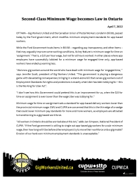 Second-Class Minimum Wage becomes Law in Ontario