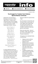 The Struggle for Freedom from Violence  Against Women Continues