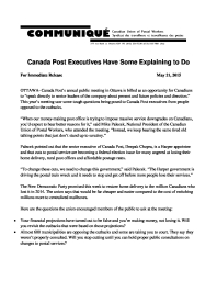 Canada Post Executives Have Some Explaining to Do 