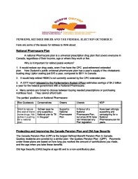 Pensions, Retiree Issues and the Federal Election October 21