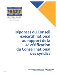 Réponses du Conseil exécutif national au rapport de la 4e vérification du Conseil national des syndics (2023)