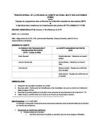 Procès-verbal de la réunion du Comité national mixte des uniformes (Le 17 avril 2024)