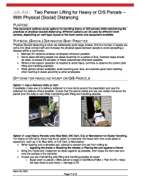 Two Person Lifting for Heavy or O/S Parcels – With Physical (Social) Distancing
