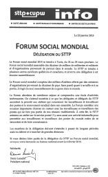 FORUM SOCIAL MONDIAL – DÉLÉGATION DU STTP