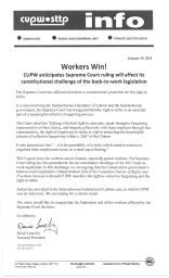 Workers Win! CUPW anticipates Supreme Court ruling will affect its constitutional challenge of the back to work legislation