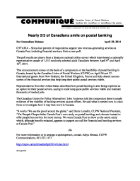 Nearly 2/3 of Canadians smile on postal banking