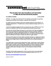 Près de deux tiers des Canadiens sont favorables à l’idée de services bancaires postaux