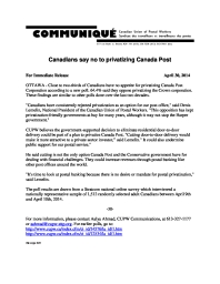 Canadians say no to privatizing Canada Post