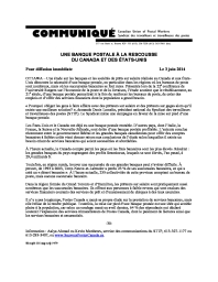 Une banque postale à la rescousse du Canada et des États-Unis